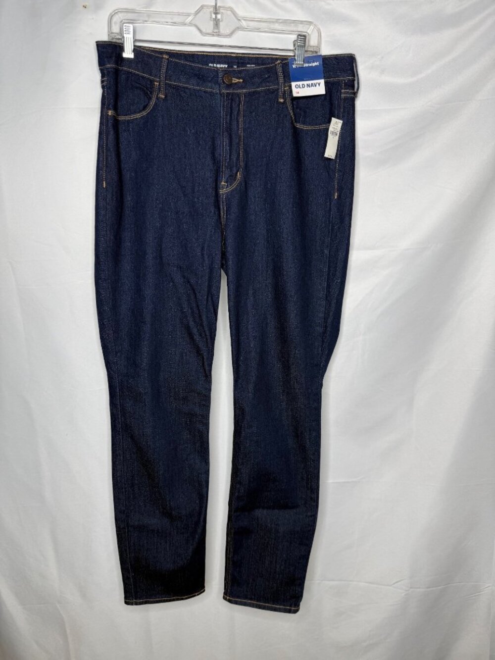 Old Navy Womens High-Rise Wow Straight Leg Jeans Size 14 Dark Wash Denim New Wit